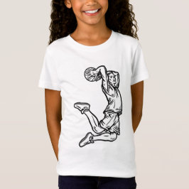 Basketbollspelare som gör Slam dunk Mörk Design T Shirt