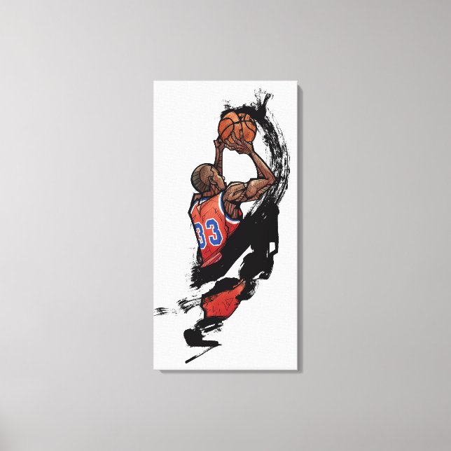 Basketbollspelare som håller i boll canvastryck (Framsida)