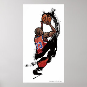 Basketbollspelare som håller i boll poster