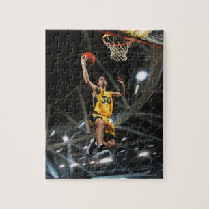 Basketbollspelare som hoppar i luft pussel