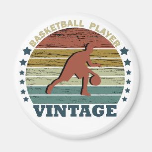 Basketbollspelare som kör vintagens återstart magnet