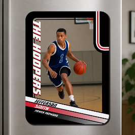Basketbollspelare Svart Röd Foto Magnet