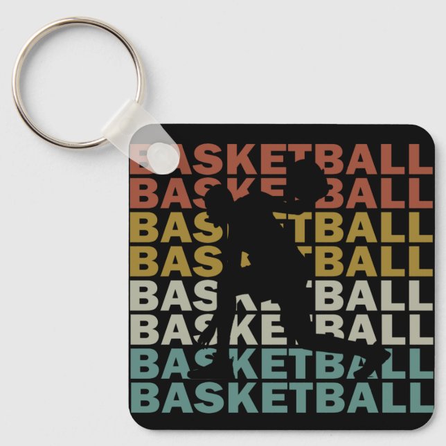 Basketbollspelare vintage retro stil nyckelring (Framsida)