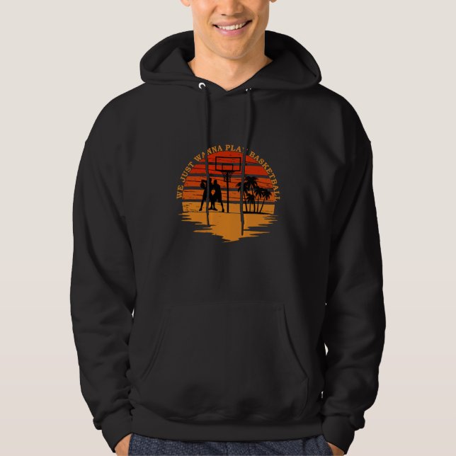 Basketbollspelare vintage retro sunset stil hoodie (Framsida)