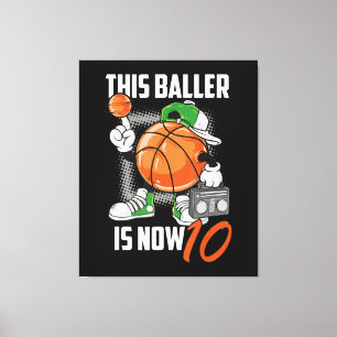 Basketbollspelaren 10 år gammal canvastryck