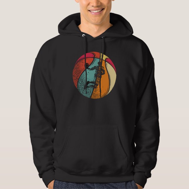Basketbollspelaren Gift Idea| Retro Hoodie (Framsida)