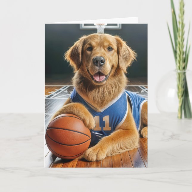 Basketbollspelaren Golden Retriever för Pappa Kort (Framsida)