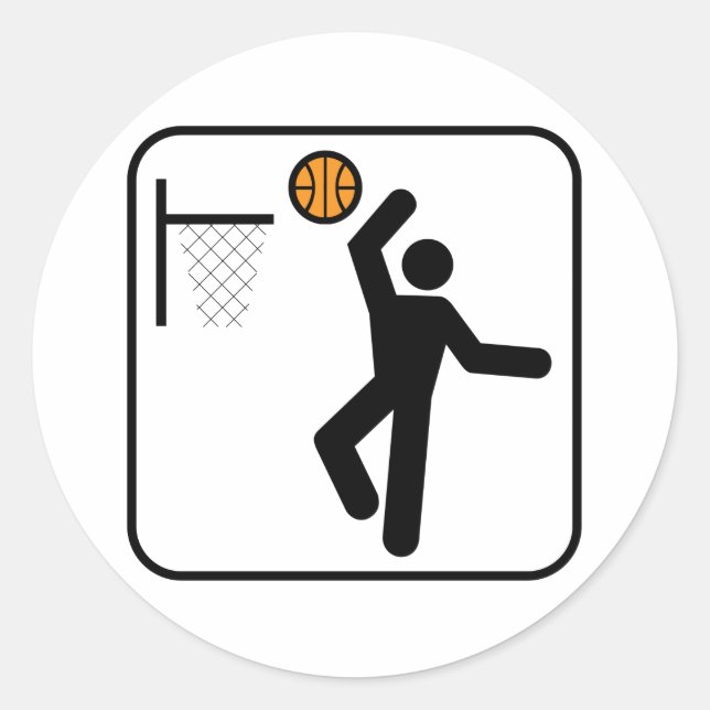 Basketbollssymbol, symbol runt klistermärke (Framsida)