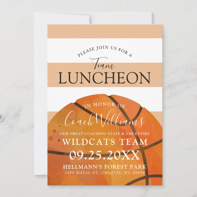 Basketbollsteamet Sessionens slut Luncheon Tan Inb Inbjudningar (Framsida)
