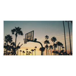 Basketbollstol handflatan träd vid sunset perfect poster
