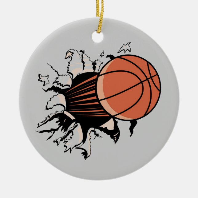 BasketbristningsT-tröja och gåvor Julgransprydnad Keramik (Framsidan)