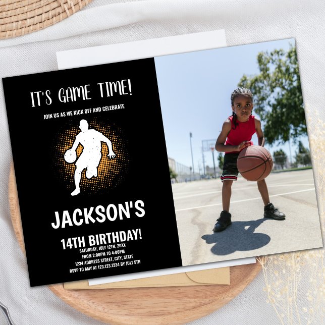 Basketbullar Inbjudningar med foto (Basketballs Invitations with photo)