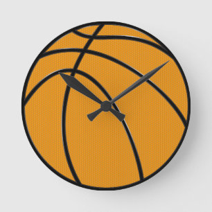 Basketdesign i klassikerorange och svart rund klocka