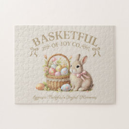 Basketful of Joy Easter Bunny with Eggs – Vintage  Pussel