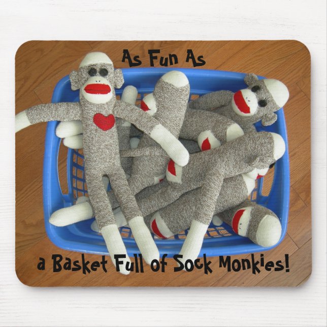Basketfullt av sockan Monkies Mousepad Musmatta (Framsidan)