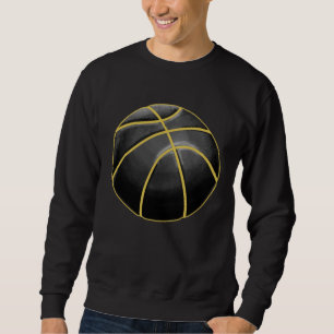 Basketillustration Svart Guld Boll Gatubasket Lång Ärmad Tröja