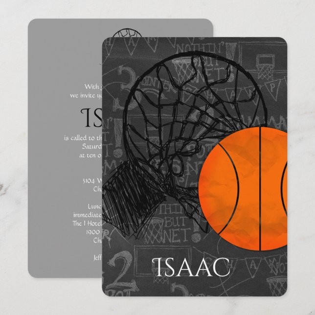 Basketkultema för Bat mitzvah inbjudan från Pub (Fram/baksida)