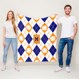 basketlaget färg argyle (blått orange) fleecefilt