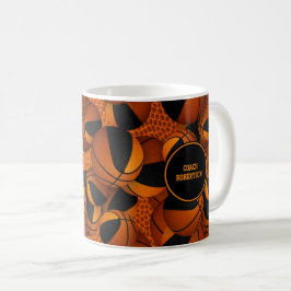 Basketlaget för svart orange färg tränare namn kaffemugg