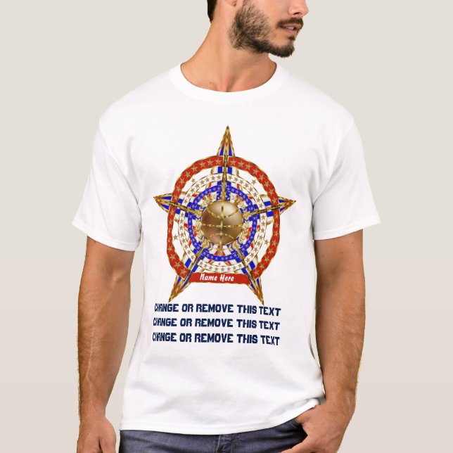 Basketmanar skräddarsy ditt namn lätt endast tee shirt (Framsida)