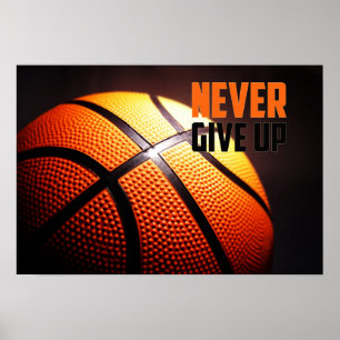 Basketmotivation - ge sig aldrig upp vid poster