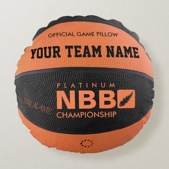 BASKETOFFICIELLLEKEN KUDDER det svart original bl Rund Kudde (Framsidan)