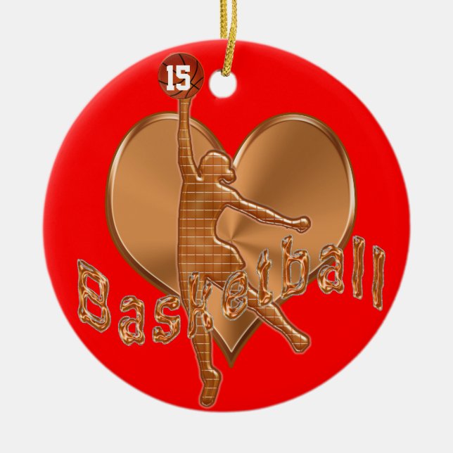 Basketprydnadar med henne NUMRERAR och NAMNGER Julgransprydnad Keramik (Framsidan)