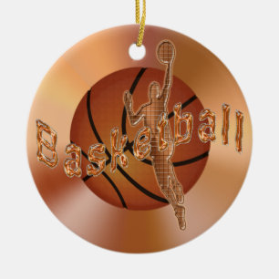 Basketprydnadar. Vintagebasket & spelare Julgransprydnad Keramik