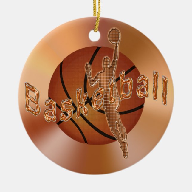 Basketprydnadar. Vintagebasket & spelare Julgransprydnad Keramik (Framsidan)