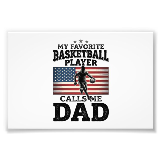 Basketsballpappa Patriotisk Vintage Gravering T-sh Fototryck (Framsidan)