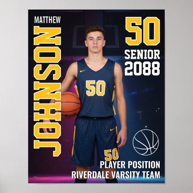 Basketsbollspelare i seniorlandslaget - lagfoto poster (Framsidan)