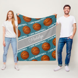 basketskulor och jag kärlek basketballtext mönster fleecefilt