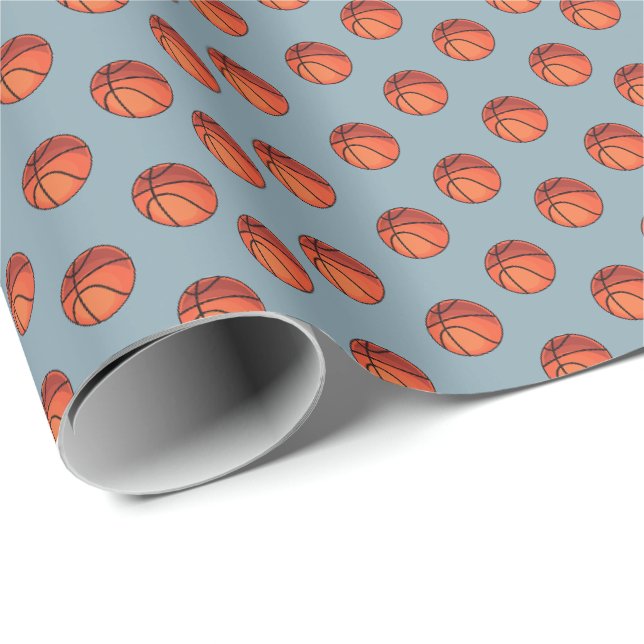 Basketskulor på Light Stone Blue Presentpapper (Rullad Hörn)