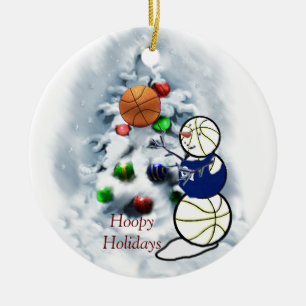 Basketsnögubbejul Julgransprydnad Keramik