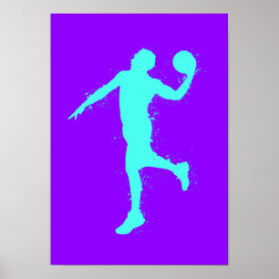 Basketspelare - Akvarell på lila bakgrund Poster