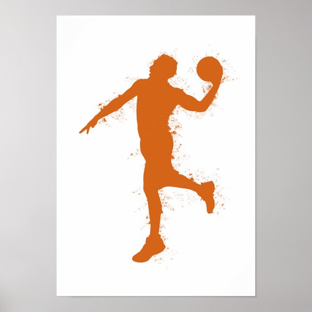 Basketspelare - Akvarell på vit bakgrund Poster (Framsidan)