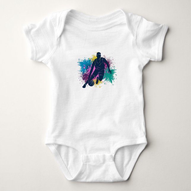 Basketspelare Grungy Färg Sprutar T Shirt (Framsida)