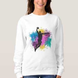 Basketspelare Grungy Färg Sprutar T Shirt