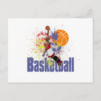 Basketspelare med målar stänk vykort