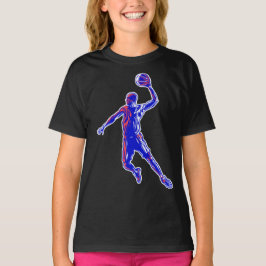 Basketspelare Slam Dunk, röd och blå design T Shirt