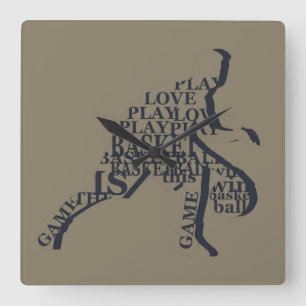 basketspelare som kör med fullt text fyrkantig klocka