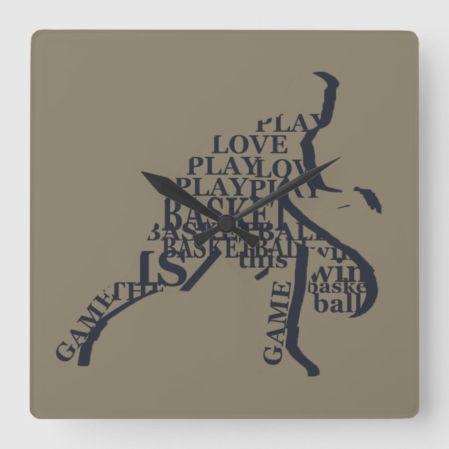 basketspelare som kör med fullt text fyrkantig klocka (Framsida)