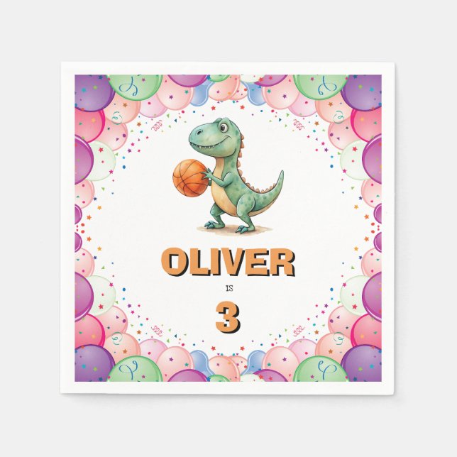 Basketspelare T-rex Födelsedag Pappersservett (Framsidan)