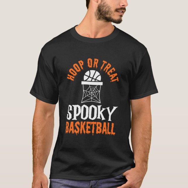 Basketspelare Team Tränare Halloween Hoops Puns T Shirt (Framsida)