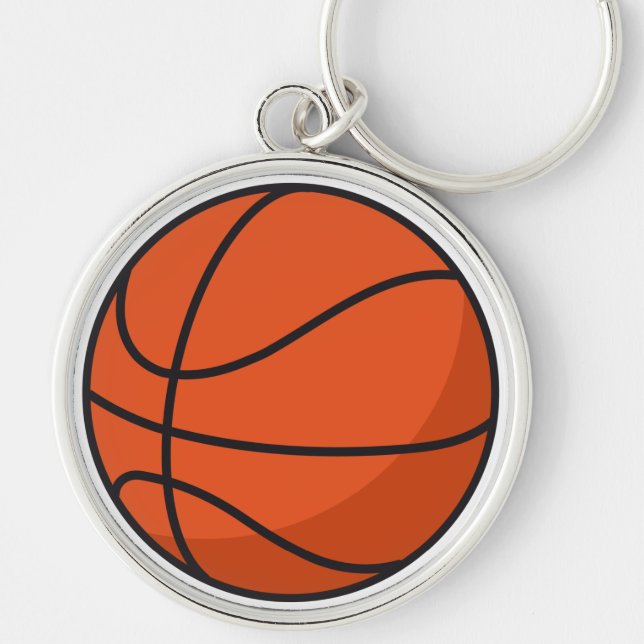 BasketsportKeychain gåva Rund Silverfärgad Nyckelring (Framsidan)