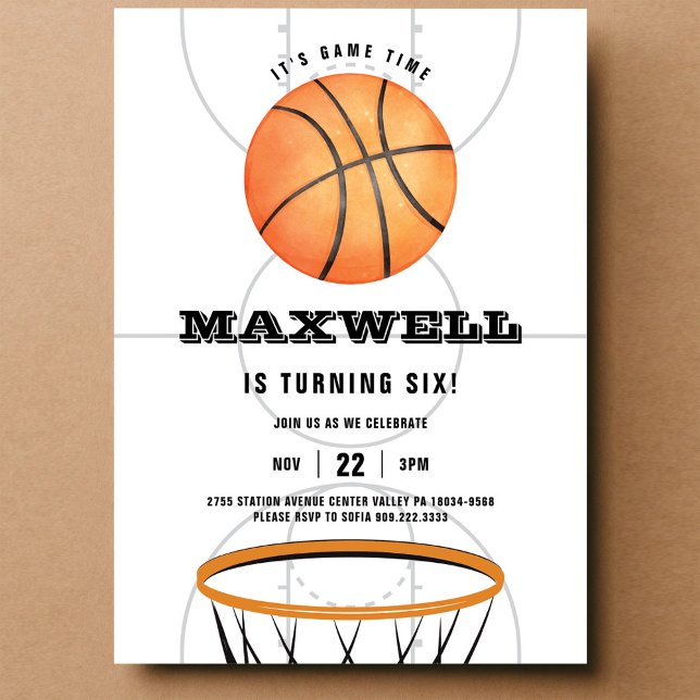 Baskettema Födelsedagsfirande Slam Dunk Inbjudningar (Skapare uppladdad)