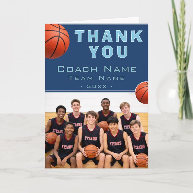 Baskettränare Teamnamn Foto Tack Kort (Framsida)