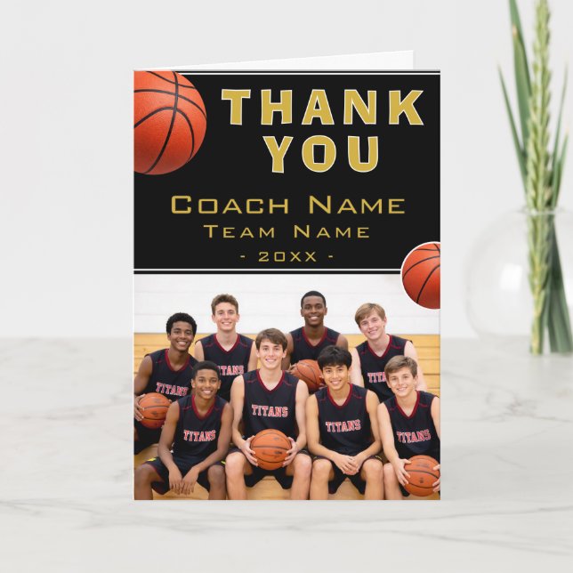 Baskettränare Teamnamn Foto Tack Kort (Framsida)