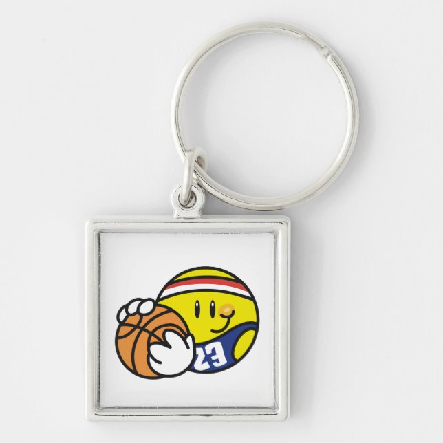 BasketTshirts och gåvor Fyrkantig Silverfärgad Nyckelring (Framsidan)