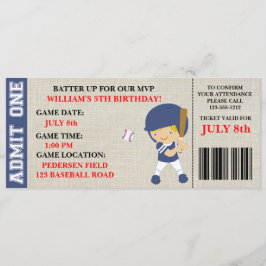 Baskien biljett födelsedag anpassade inbjudningar